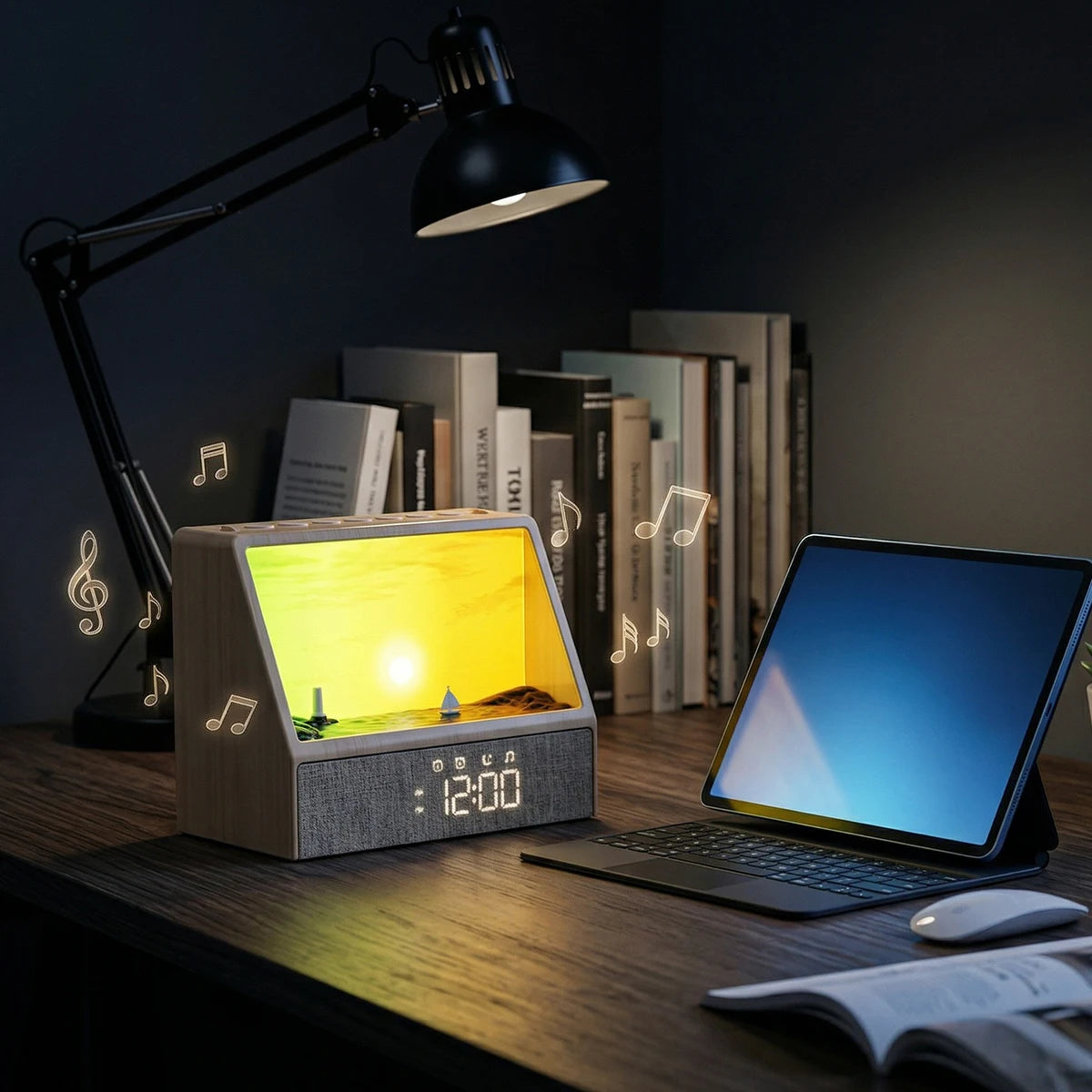 Sunrise Alarm Clock Table Light White Noise Wake up Light with Soothing Sounds Bluetooth Sleep Aid Night Light for Bedroom Decor